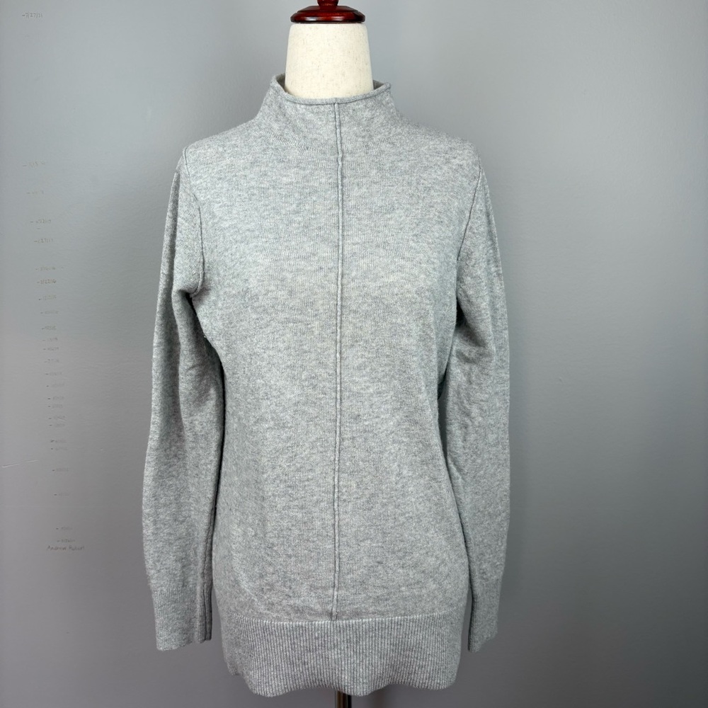 Banana Republic Italian Wool Cashmere Blend Sweater Size XS Grey Mock Neck Soft